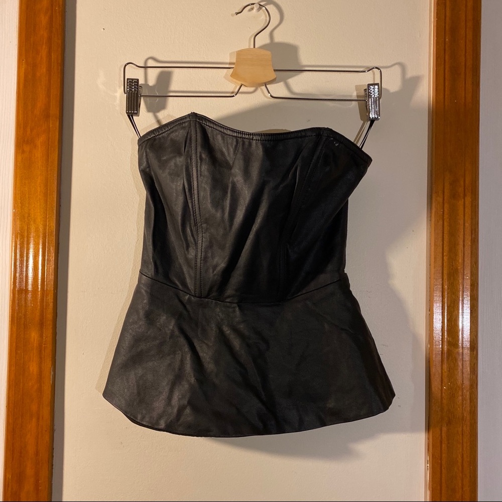 Faux leather peplum top